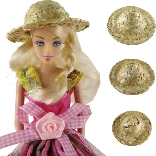 3PCS/Set Mini Hand Knitting Ornament Pretend DIY Craft Decoration Accessories Play Clothing Doll Straw Hat Jewelry Dressing Gift