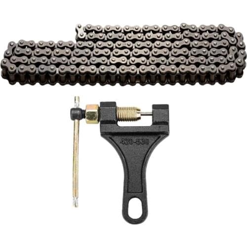 420 Motorcycle Chain - 420 Standard Roller Chain 132 Link + Chain Breaker for 110Cc 125Cc Dirt Pit Bike Atv Quad Go Kart Scooter