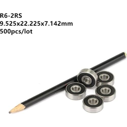 500pcs/lot R6-2RS R6RS R6 RS 3/8" x 7/8" x 9/32" inch rubber sealed bearing Deep Groove Ball bearing 9.525x22.225x7.142mm