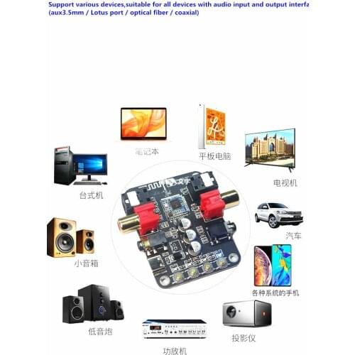Audio 5v Bluetooth 5.0 receiving transmitter converter fiber coaxial stereo output 24bit-192K Audio