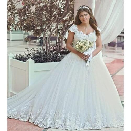 Ball Gown Cap Sleeve Appliques Scoop Luxury Bride Dresses vestido de noiva 2015 Romantic Lace Wedding Dresses With Beaded Sash