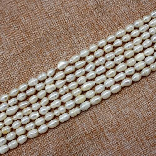 5-6mm/7-8mm/8-9mm/9-10mmwholesale 36pcs Natural Freshwater Pearl rice Shape Loose Beads Strand 14" Jewellery Making