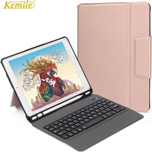 Bluetooth Keyboard Case For iPad 2018 9.7 W Pencil Holder Ultra Slim Stand Leather TPU Cover For iPad 2017 Air 1/2 Keypad klavye