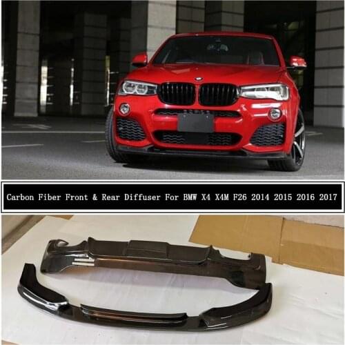 For BMW X4 X4M F26 2014 2015 2016 2017 Carbon Fiber Front Rear Bumper Diffuser Lip Spoiler High Quality Car Accessories