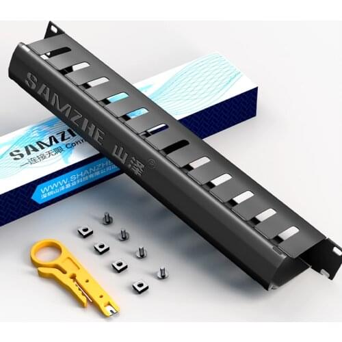 SAMZHE Cable Management Horizontal Mount 12/25 Slot Metal Finger Duct Wire Organizer with Cover for 19 inch Server Rack