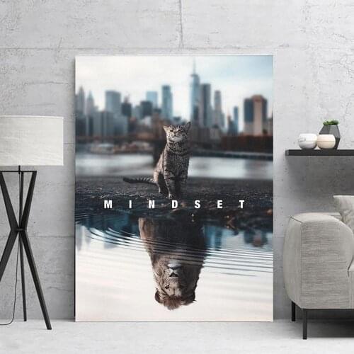 Mindset lion or cat Home Decor Wall Pictures For Living Room Canvas Painting Movie Poster Cuadros Modernos