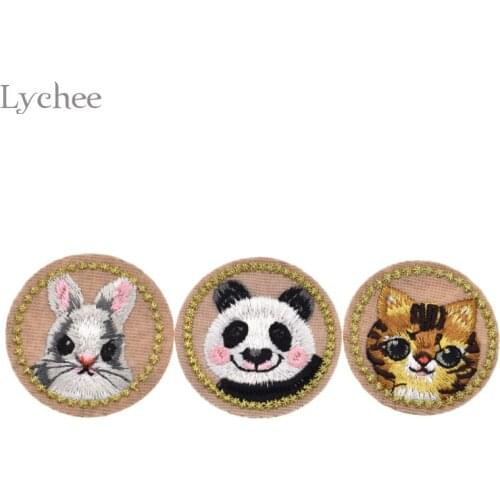 Lychee Life Cute Rabbit Patch For Clothes Cartoon Panda Cat Embroidered Iron On Patch Applique DIY Handmade Sewing Accessories