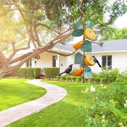 Metal Hummingbird Bird Feeder Suspended Leaf Decorative Garden Art Birdfeeder Hanging for Outdoor Yard Patio Decoration 517E