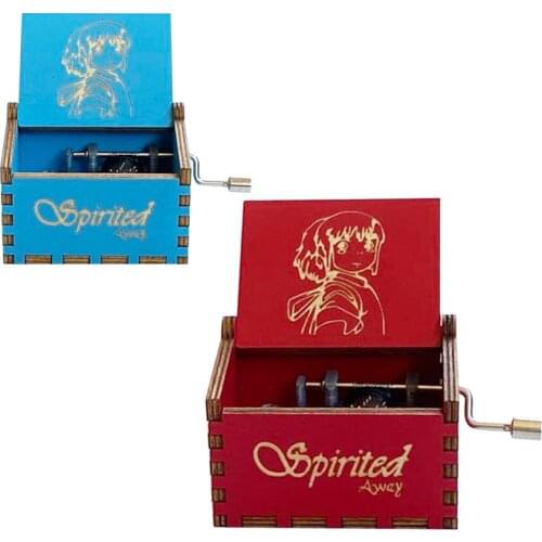 Antique wood carving music box Philharmonic City Spirited Away Christmas decoration Handmade music box ornaments Childrens toys