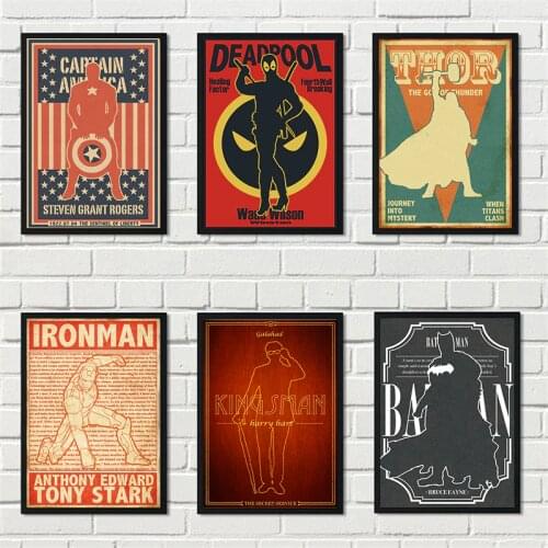 Retro Marvel Avengers Superhero Comics Poster Iron Man Thor Canvas Painting Print Wall Art Picture Kids Room Home Decor Cuadros