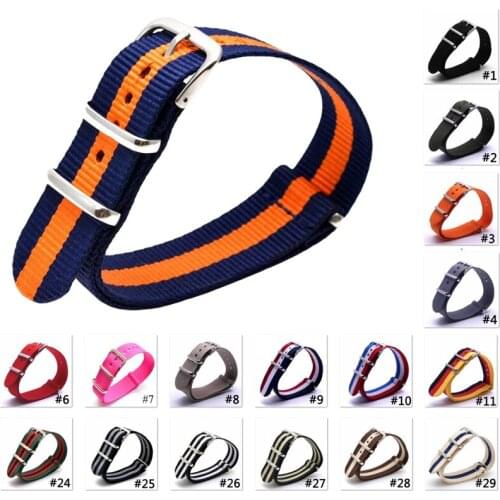 NATO Nylon Strap 16/18/20/22/24mm Strap Army Sports Fabric Nylon Watchband Buckle Belt Colorful Fabric Woven Wristband