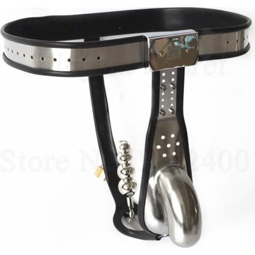 Stainless Steel Underwear Male Chastity Device With Anal Plug,Cock Cage,Chastity Belt Lock,BDSM Men Panties Adult Sex Toys