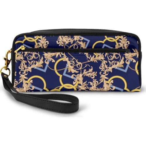 NOISYDESIGNS Women Wallets Euporean Pattern Blue Custom Clutch Bag With Coin Pocket Card Holder Retro Golden Floral Money Bag