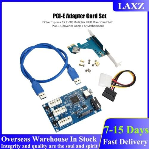 PCI-E Adapter Card Set PCI-e Express 1X to 3X Multiplier HUB Riser Card With PCI-E Converter Cable For Motherboard