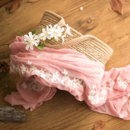Newborn Photography Props Wrap 180x80cm Soft Embroidery Sakura Mori Cotton Blanket Photo Studio Accessories Decoration Props