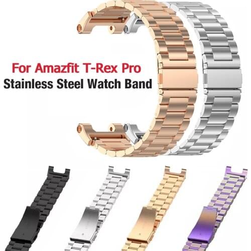 Metal Wrist Band For Amazfit T-Rex Pro Strap For Xiaomi Huami T-Rex Pro Adjust Bracelet Watch Accessories Stainless Steel Loop