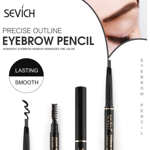 Sevich 3 Color Professional 2 in 1 Double Ended Eyebrow Pencil Natural Long Lasting Rotating Automatic Waterproof Eyebrow Pencil
