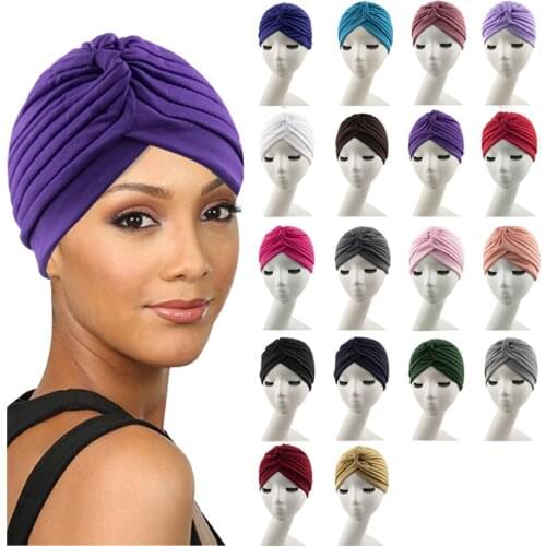 New Fashion Solid Color Hedging Pleated Hat Outdoor Sports Muslim Headscarf Hat Ladies Head Wrap Headscarf Hair Accessories