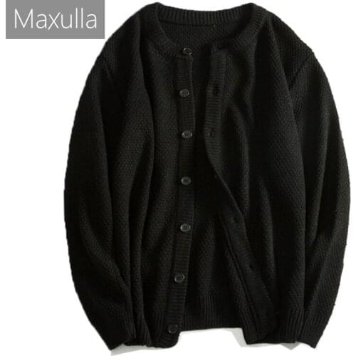 Maxulla wool Crocheted sweater men long sleeve outdoor wear single breasted woollen sweater wind coat male wear Mla043
