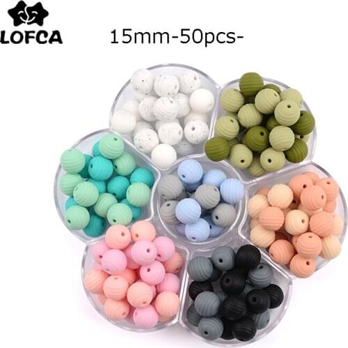 LOFCA 15mm 50Pcs Silicone Beehive Beads Baby Teething Round Beads BPA Free Food Grade Colorful Nursing Necklace Pacifier Clip