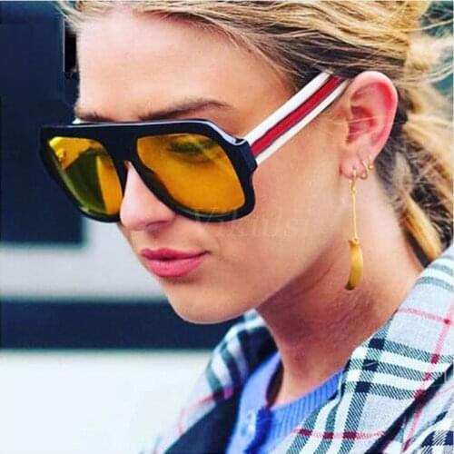 New Square Oversized Sunglasses Women Men Fashion Sun Glasses Lady Brand Designer Vintage Black Yellow Shades Gafas Oculos UV400