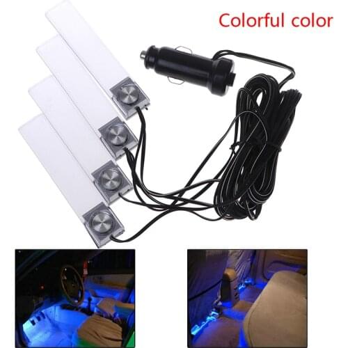 Universal 4 Pcs/set 12V LED Light Glow Lamp Car Interior Decoration Atmosphere Lights Colorful Lamp Foot Lamps