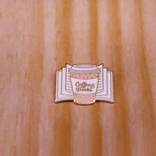 Adorable gold coffee books enamel pin great literary book lovers flair addition