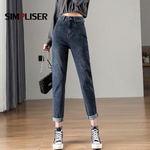 High Quality Jeans For Women 2021 High Waisted Denim Harem Pants Plus Size Ladies Fashion Mom Jeans Capris Femme Trousers Autumn