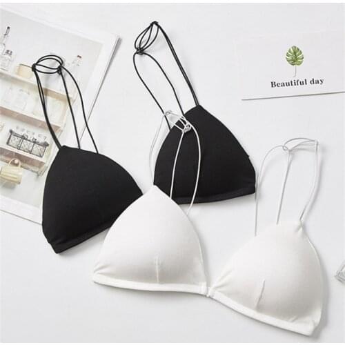 Ladies Triangle Cup Ladies Underwear Sexy Beautiful Back Front Buckle Thin Thin Belt No Steel Ring Bra Strap Underwear