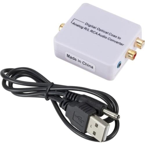 1 Pc 3.5 Mm Analog To Digital Audio Converter Adapter Digital Fiber Coaxial To Left And Right Channel Converter White