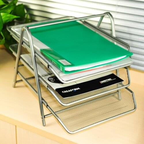 2/3 Tier Mesh Letter Tray Home Office Desk Organizer Desktop Document Paper Storage Organizer Holder Silver/Black