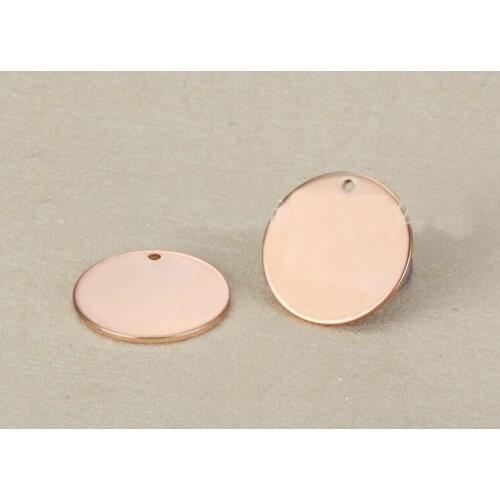 20pcs stainless steel blank rose gold color steel circle charms never bauble 20mm