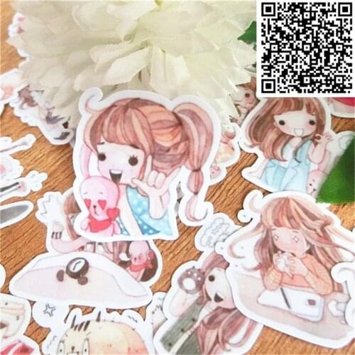 30 Pcs mixed Cute hand painted girl Stickers For Cars Bicycle Skateboard Luggage Vinyl Decal Home Decor scrapbooking Sticker