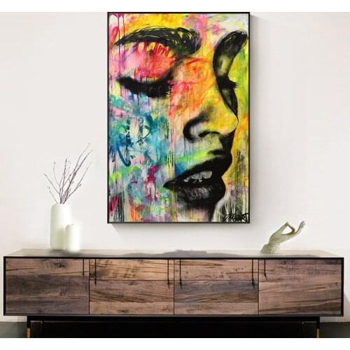 Abstract Womens Portrait Graffiti Street Art Canvas Paintings on The Wall Art Colorful Girl Face Posters and Prints Home Decor