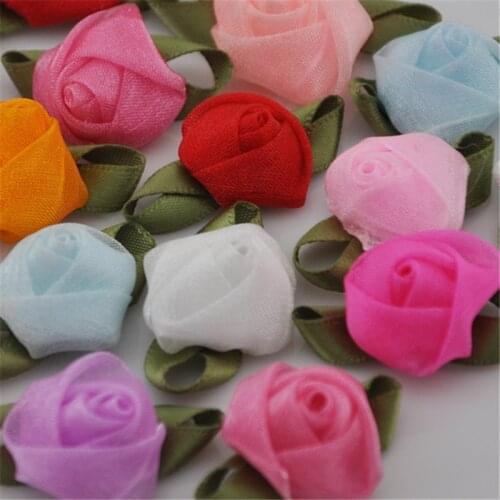 30Pc Lots Upick Satin Ribbon Rose DIY Craft Scrapbook Sewing Appliques B117