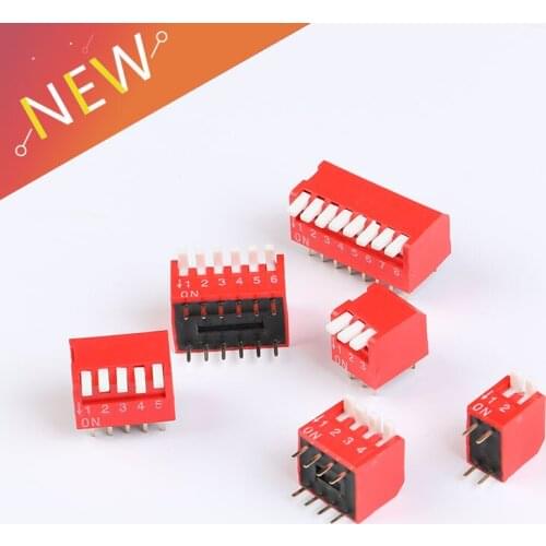 10pcs/lot Slide Type Lateral Switch Module 2 3 4 5 6 8 Bit 2.54mm Position Way DIP Red Pitch Toggle Switch Red Snap Switch