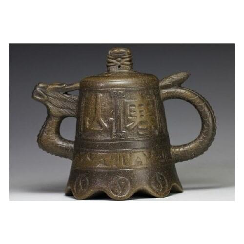 Yixing Ancient Clock pot / Purple clay mud ore bronze tea pot Authentic special famous Handmade teapot 320ml teaset