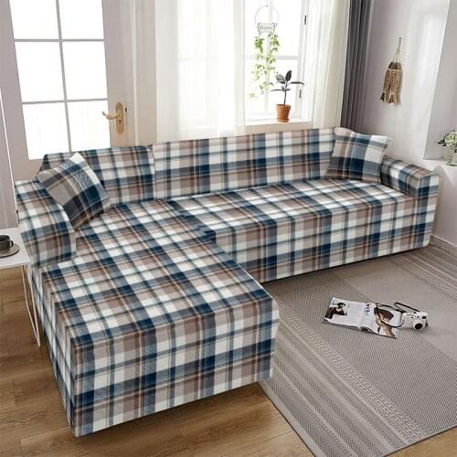 1 Shirt Stripe Pattern Plaid Printing L-Shaped Sofa Cover Living Room Dustproof Sofa Cover Corner Sofa Cover Protection Cover