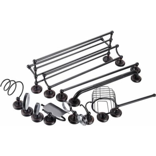 Vidric Black Bathroom Towel Holder Bath Towel Shelves Toilet Brush Holder Oil Rubble Bronze Soap Holder Toilet Paper Holder EL84