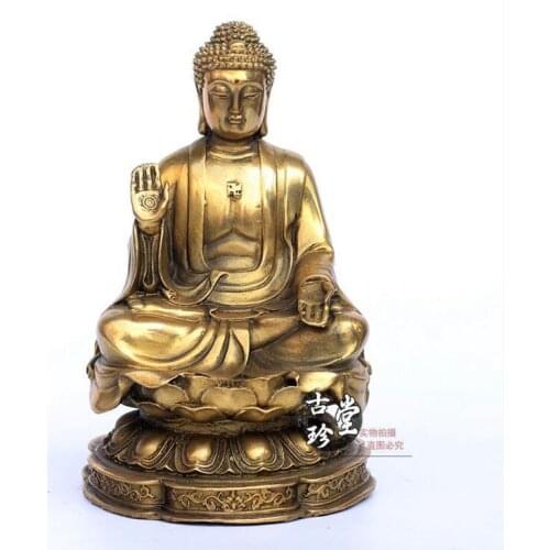 China fine copper brass Sculpture beautiful Buddhism Sakyamuni Buddha Statue