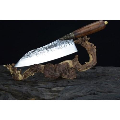 DEHONG Light slicing knife household chef knife blade chopping knife longquan chopping knife hand forging tool 7Cr17MOV steel