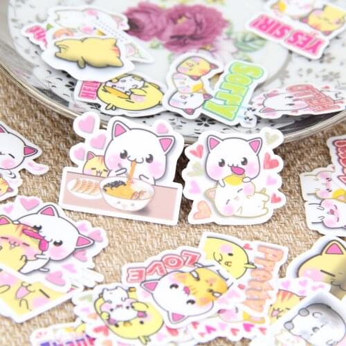 40pcs Cute Kitten Cat Expresstion Decorative Scrapbooking Stickers Stationery Suppliers for DIY Craft Phone Case Deco