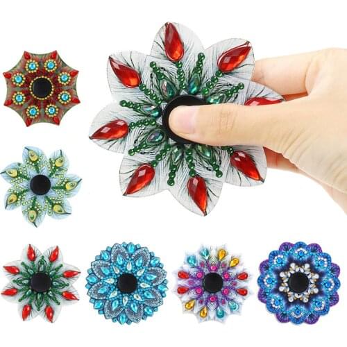 Double Sided Drill Diamond Painting Fingertip Spinner DIY AB Crystal Rhinestone Colorful Mandala Spinning Top Art Crafts Gifts
