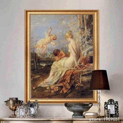 No frame classical religious figures nude art angels scenery canvas printings oil painting printed on cotton decoration picture