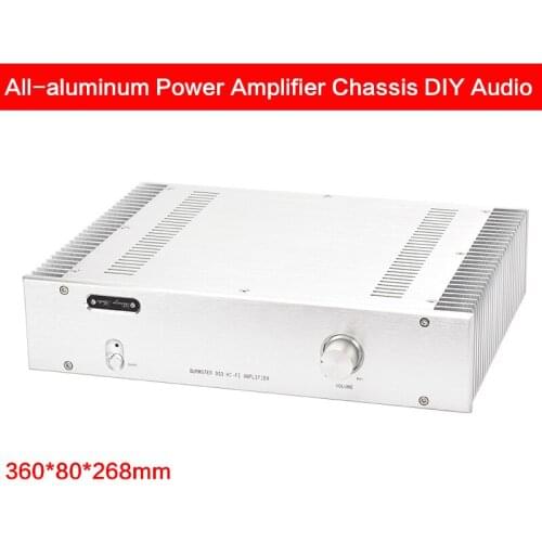 360*80*268mm All-aluminum Power Amplifier Chassis Rear-stage Case Power Supply Shell DIY Audio Amplifier Enclosure with Radiator