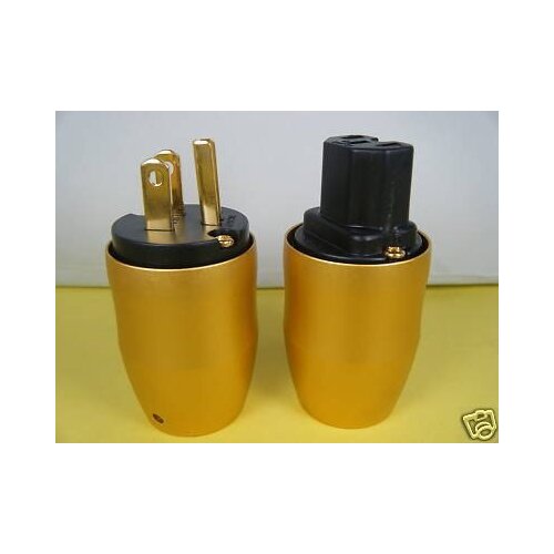 10-Pair Metal AC Power Cable 3-Pin Gold Connector MF3G