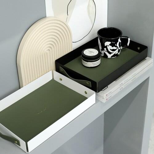 1Pc Nordic Iron Storage Tray Desktop Tea Pot Holder Snack Cosmetics Sundries Dispay Plate with Handle