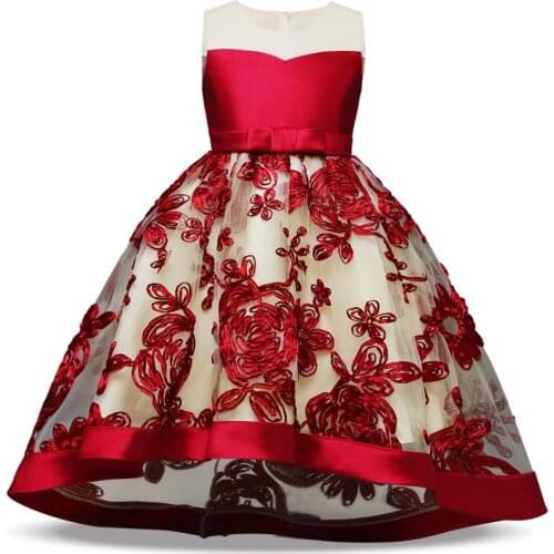 Fashion flower girl wedding dress three-dimensional embroidery trailing children soft yarn princess lace explosion dress