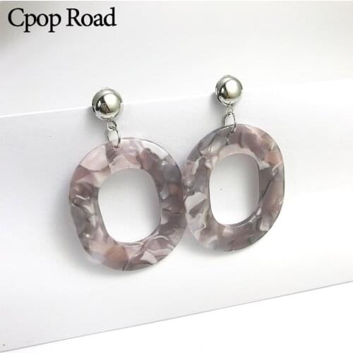 Cpop Fashion Geometric Acrylic Earrings for Women Vintage Rhombus Water Drop Leopard Acetic Acid Stud Earring Resin Jewelry 2019