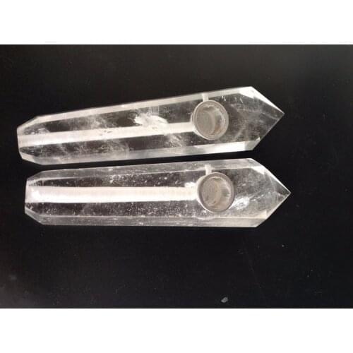 Natural transparent quartz white crystal tobacco pipe quartz treatment stick free delivery